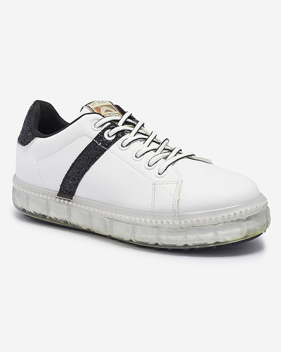 Pantofi sport de damă de culoare albă cu inserții negre Asxa- Footwear