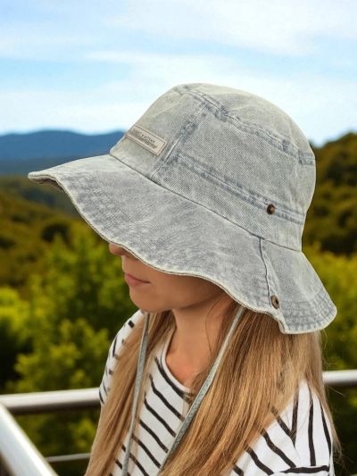 Kalos Denim Sončni Klobuček za Ženske – antični stil in UV zaščita