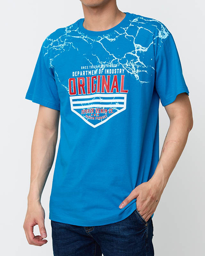Tricou turcoaz pentru barbati cu imprimeu - Imbracaminte