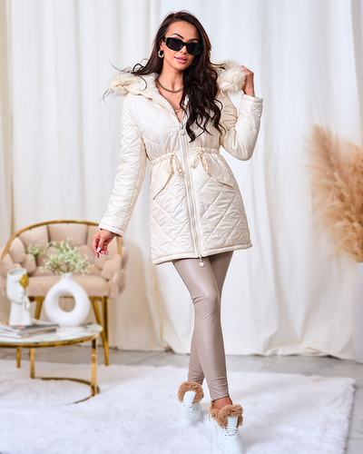 Royalfashion Jachetă de iarnă matlasată pentru femei în ecru