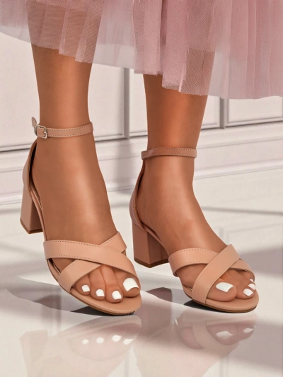 Royalfashion Sandale de damă cu toc gros jos Eleganza Strap