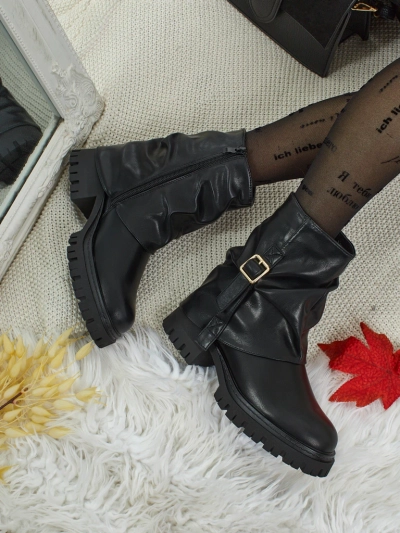 Botine dama înalte din piele ecologică Lunara