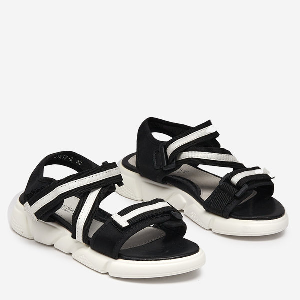 Sandale pentru copii alb-negru prinse cu Velcro Modis - Pantofi