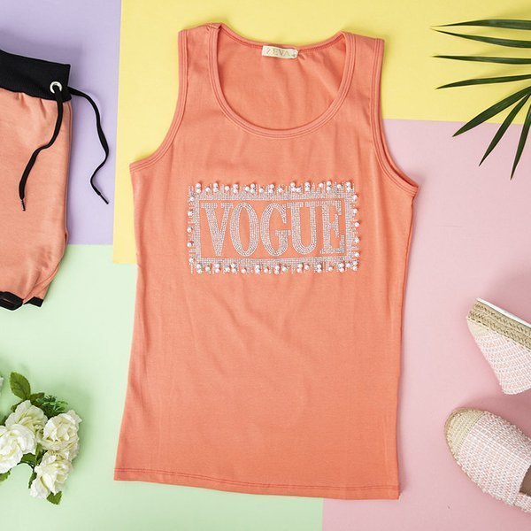 Tricou roz pentru femei cu zirconiu cubic - Îmbrăcăminte