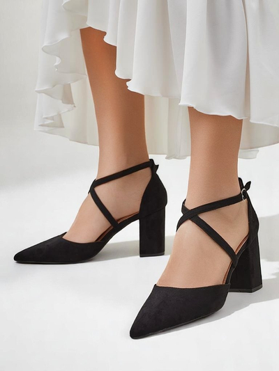 Royalfashion Pantofi de damă din eco-piele întoarsă cu barete Kanastru