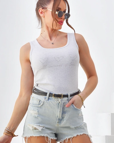 Royalfashion top din bumbac fără mâneci pentru femei cu inimioare