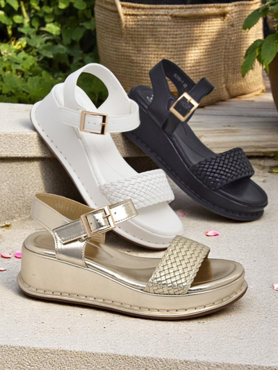 Royalfashion Sandale cu platformă pentru femei cu bareta împletită Fiolle