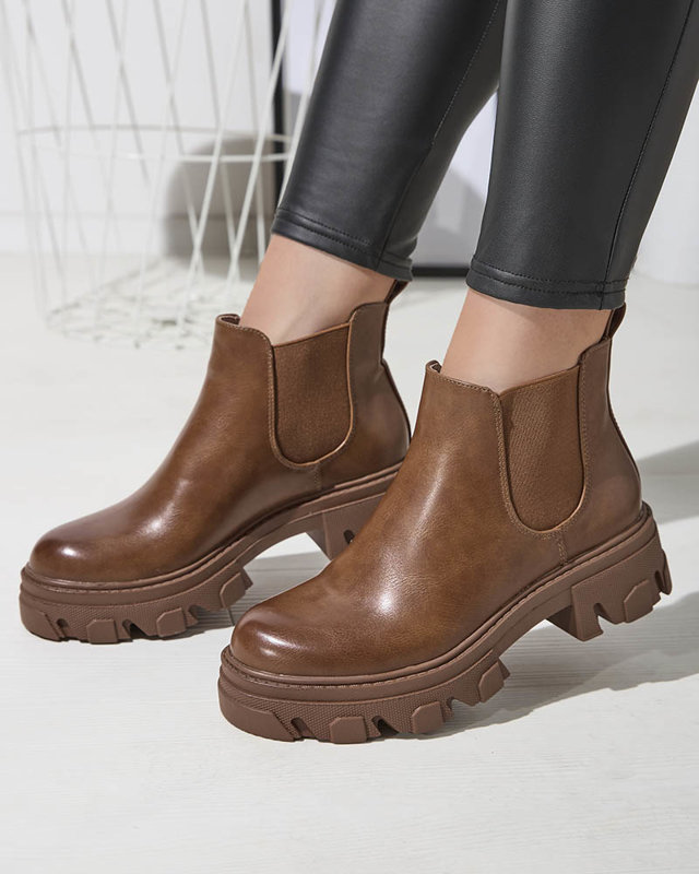 Cizme slip-on de damă de culoare camel Inilco- Footwear