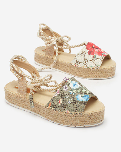 Royalfashion Espadrile pentru femei kaki cu flori Elizeaf