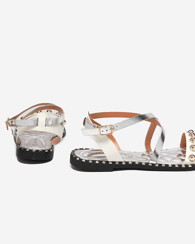 OUTLET Alb - sandale de dama argintii cu jeturi Hanim- Incaltaminte