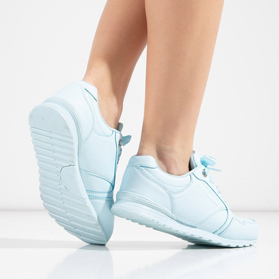 Încălțăminte sport de culoare albastru deschis pentru femei legată cu panglică Qavisa - Încălțăminte