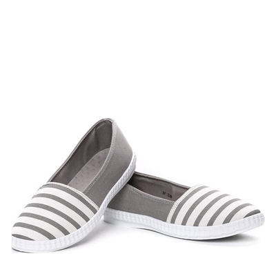 Biało szare slip on w paseczki- Obuwie
