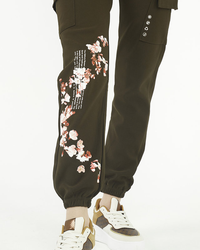 Pantaloni cargo de damă, verzi - Îmbrăcăminte