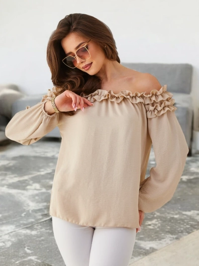 Bluză off-the-shoulder pentru femei Royalfashion cu volan