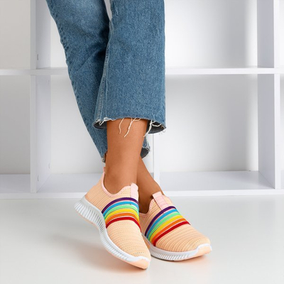 Koralowe sportowe buty damskie typu slip - on Rainbow - Obuwie