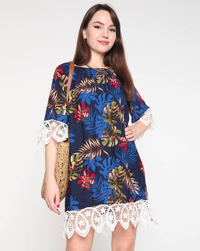 Tunica de dama cu frunze bleumarin - Imbracaminte