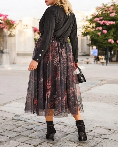 Fusta midi cu două straturi pentru femei de la Royalfashion