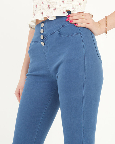 Treggings dama cobalt cu nasturi decorativi - Imbracaminte