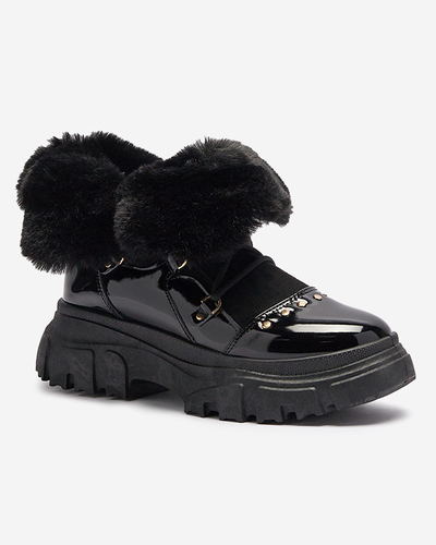 Cizme de zăpadă cu șiret pentru femei negre Fentes- Footwear