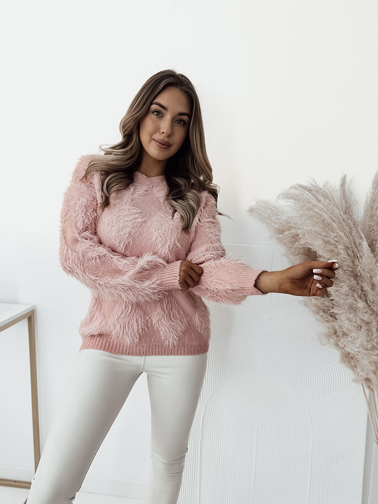 Royalfashion Pulover pentru femei pufos în roz