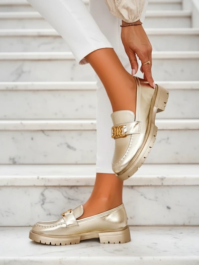 Mocasini Aurii Chloé Stil Elegant Dama