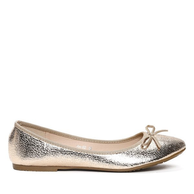 Złote baleriny z kokardką Tatianna - Obuwie
