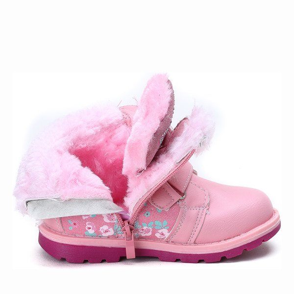 Dziecięce różowe trapery ocieplane Juna - Obuwie