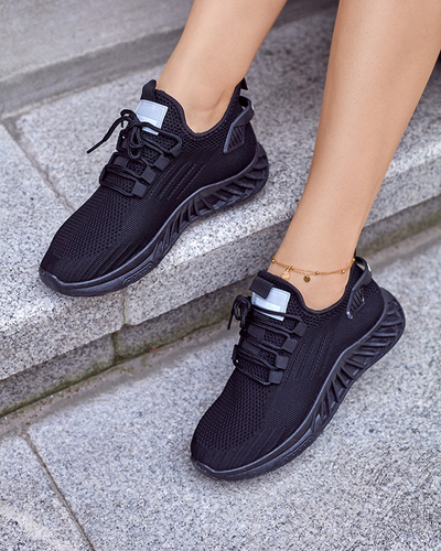 Royalfashion Pantofi sport de damă din material textil de culoare neagră Ltoti