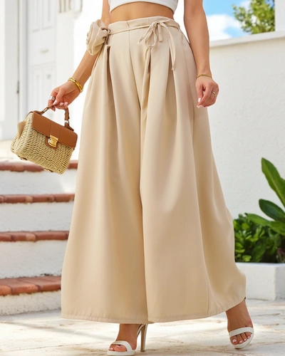 Pantaloni largi pentru femei Royalfashion Elegant cu o floare decorativă la talie