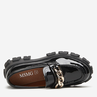 OUTLET Pantofi slip on dama lacuiti negru cu lant Guinewra - Incaltaminte