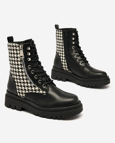 Royalfashion Cizme negre de damă cu inserție de pepite Zatafel