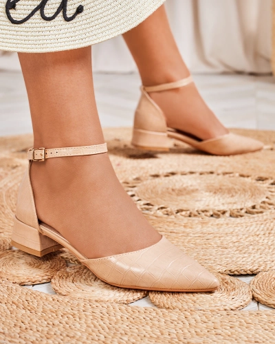 Balerini bej de damă cu decupaj Sefozi- Footwear
