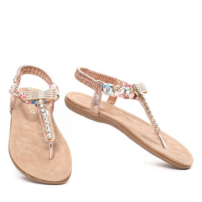 Złote sandały z cyrkoniami Benjamina- Obuwie