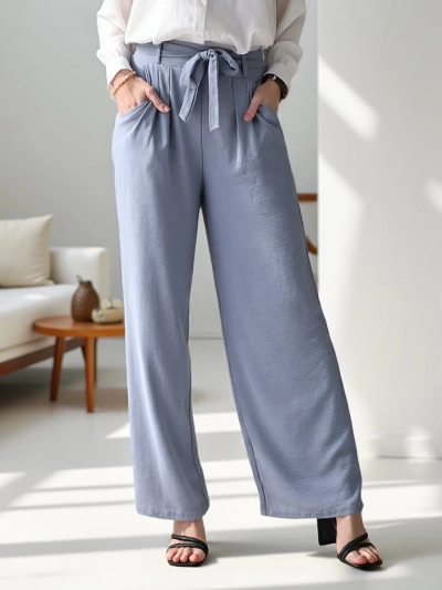 Pantaloni largi pentru femei Royalfashion cu un brâu
