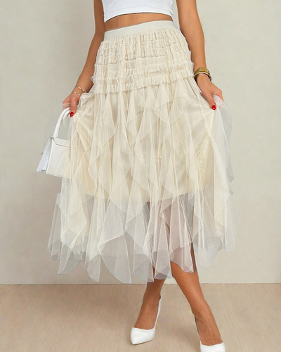 Royalfashion Fustă midi cu două straturi pentru femei
