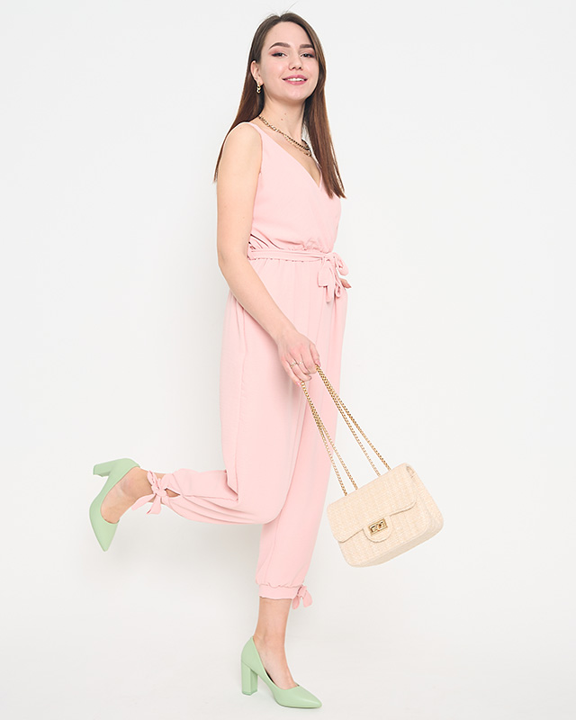 Salopetă de damă roz deschis cu bretele subțiri - Îmbrăcăminte