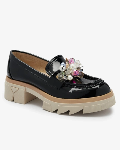 Livia Elegante - Mocasini Negri Luxoși cu Toc Plat