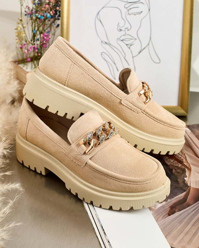 Royalfashion Mocasini de damă din piele ecologică de căprioară cu ornament Lehels