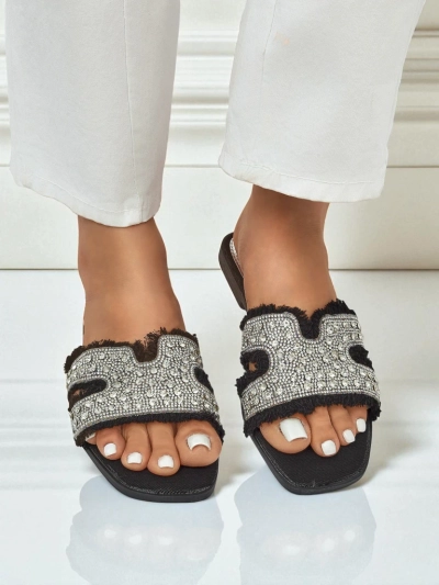 Royalfashion Sandale de damă cu pietre strălucitoare CrystalEase
