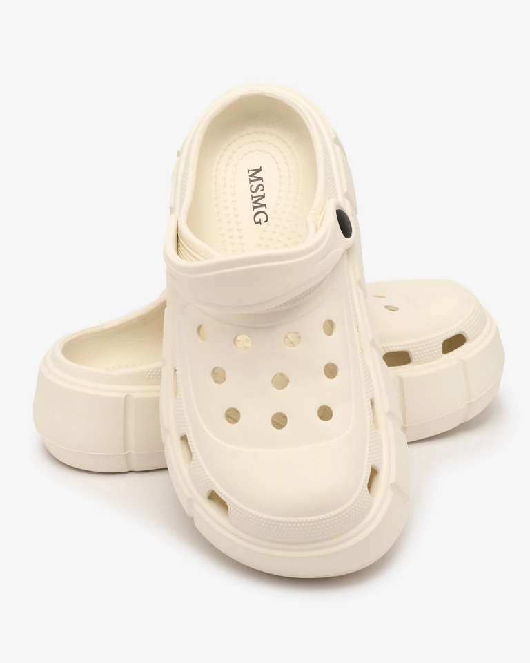 Royalfashion Șlapi de damă crem cu ornament ajurat Mightty