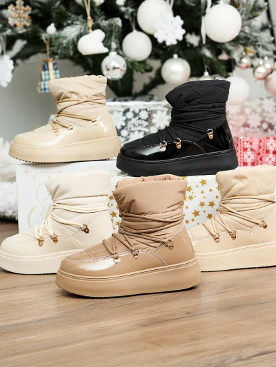 Royalfashion Cizme de zăpadă slip-on pentru femei în negru Dabenda