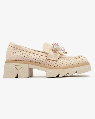 Mocasini bej traforați de damă Peloga- Footwear