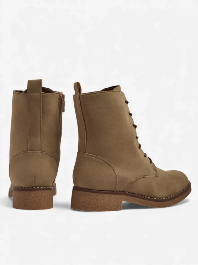 Botine de damă Treviline din piele ecologică mată cu șireturi