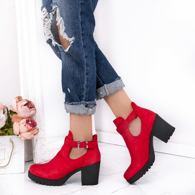 Czerwone botki na wysokim słupku Moonlight - Obuwie