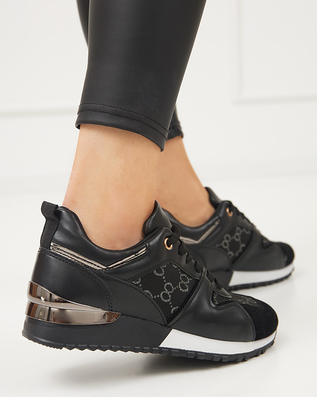 Pantofi sport de dama negri cu imprimeu Engla - Incaltaminte