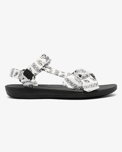 Royalfashion Sandale de damă albe și negre cu fundiță Oyall