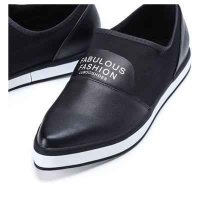 Czarne tenisówki slip-on Rowane - Obuwie