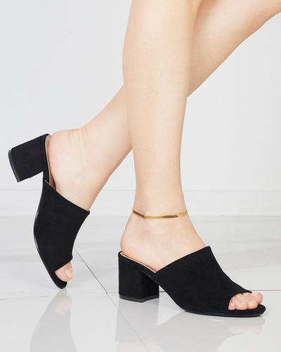 Papuci negri de damă pe un stâlp joasă Opetik - Pantofi