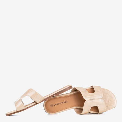 Beżowe damskie klapki ze zwierzęcym twoczeniem Hemilda - Obuwie