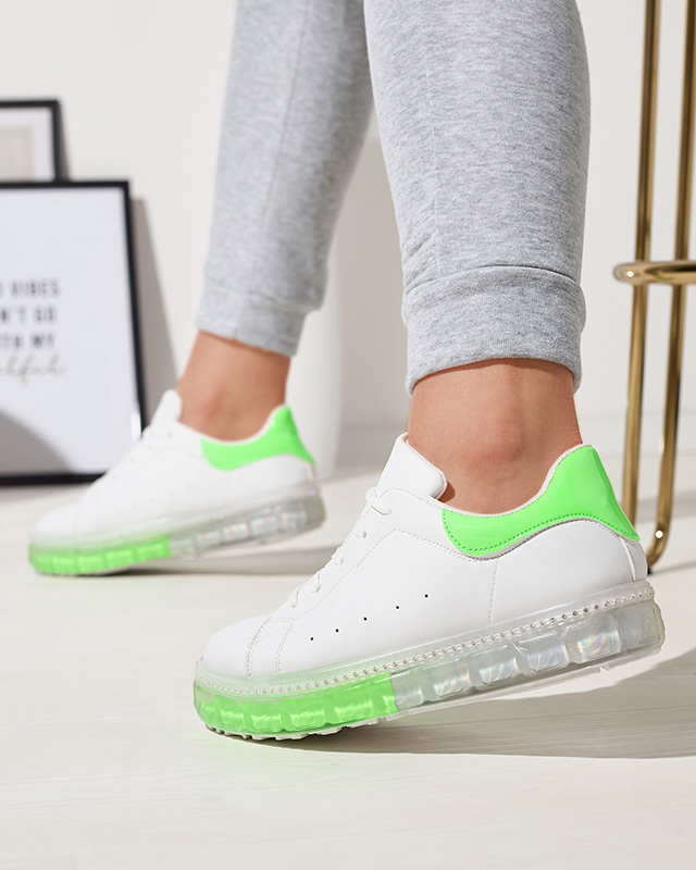 Adidași sport pentru femei de culoare alb-verde Roisels - Încălțăminte